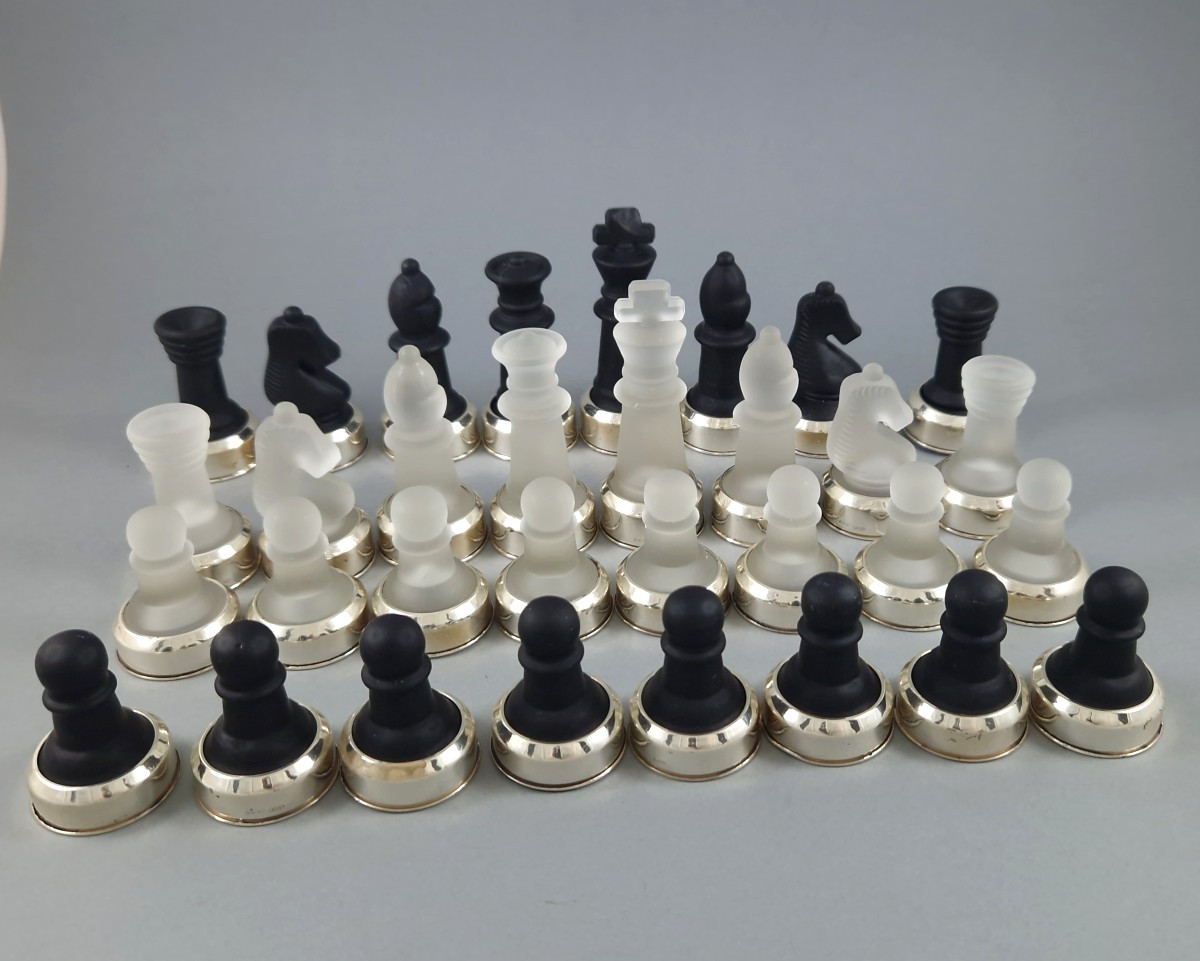 Chess Set Made Of Glass And Solid Silver