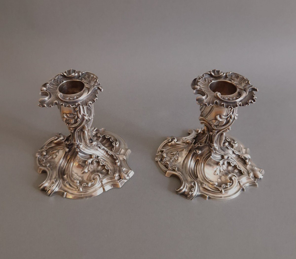 Tétards - Pair Of Sterling Silver Candlesticks-photo-3