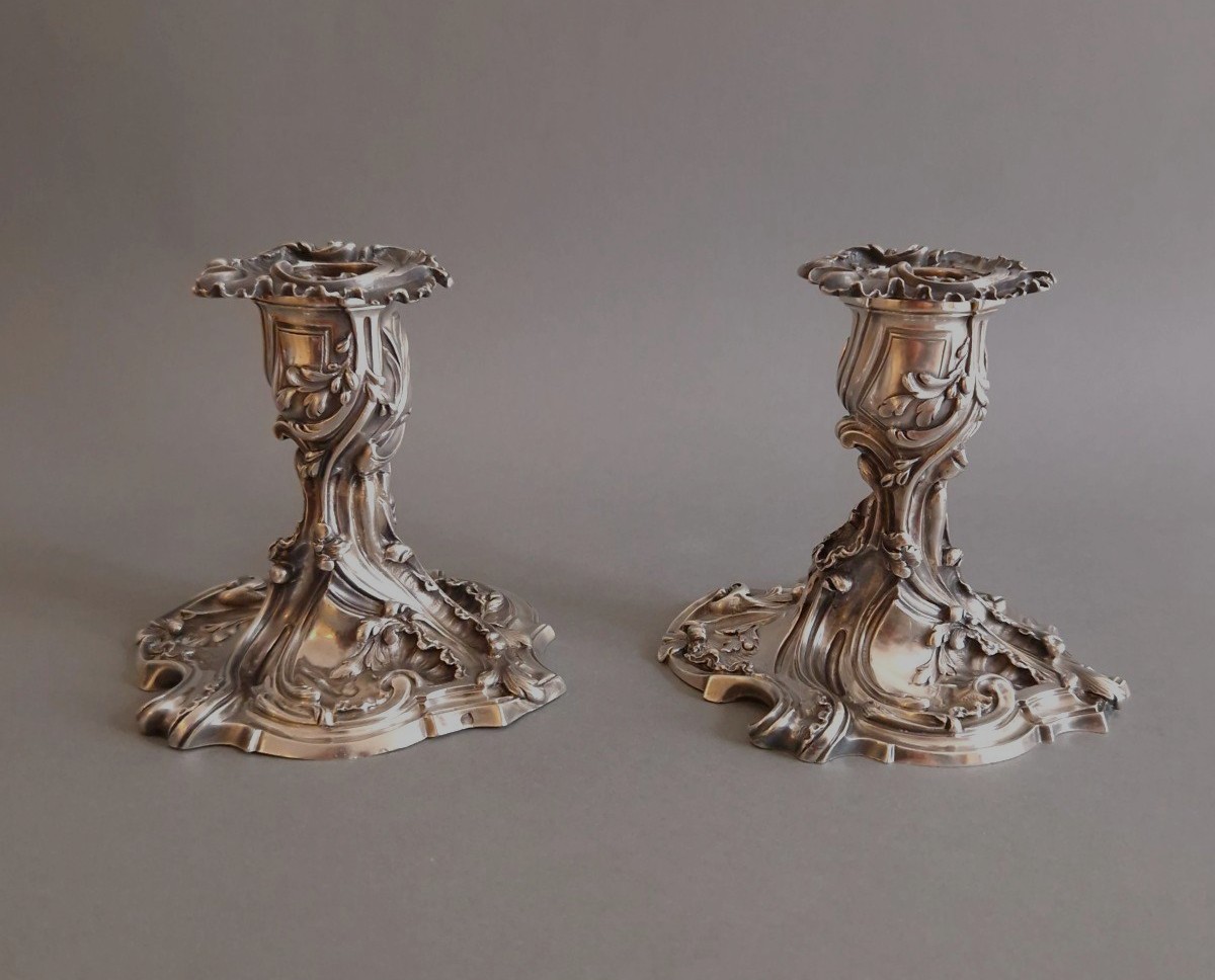 Tétards - Pair Of Sterling Silver Candlesticks