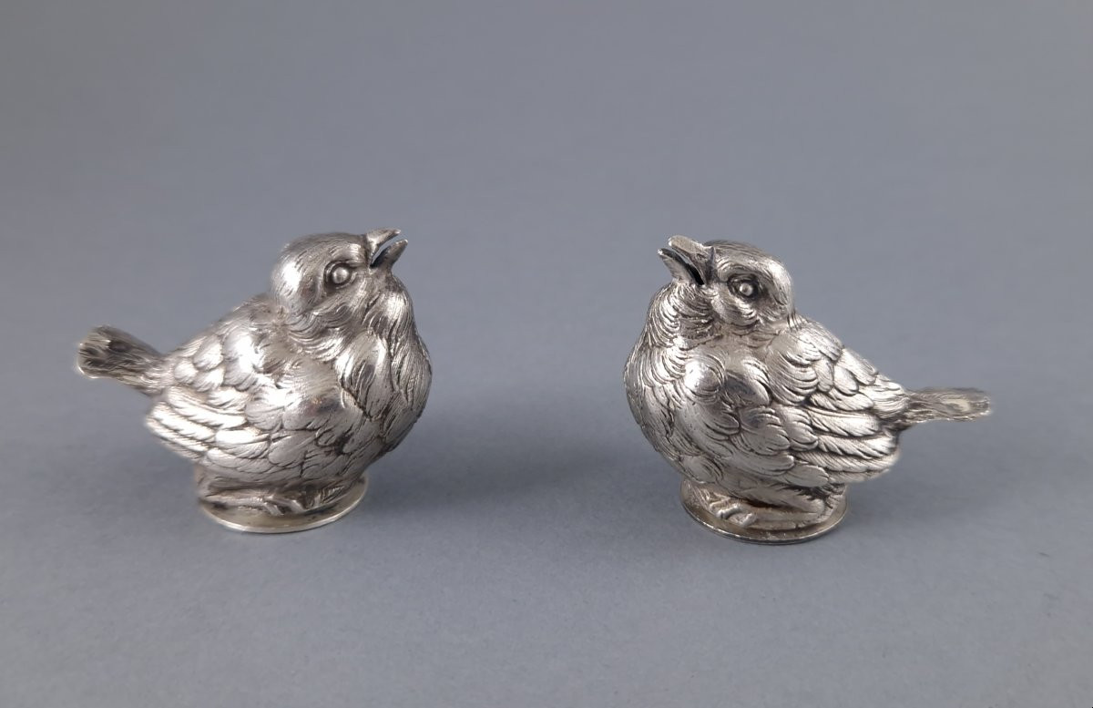 8 salières moineaux en argent massif-photo-6