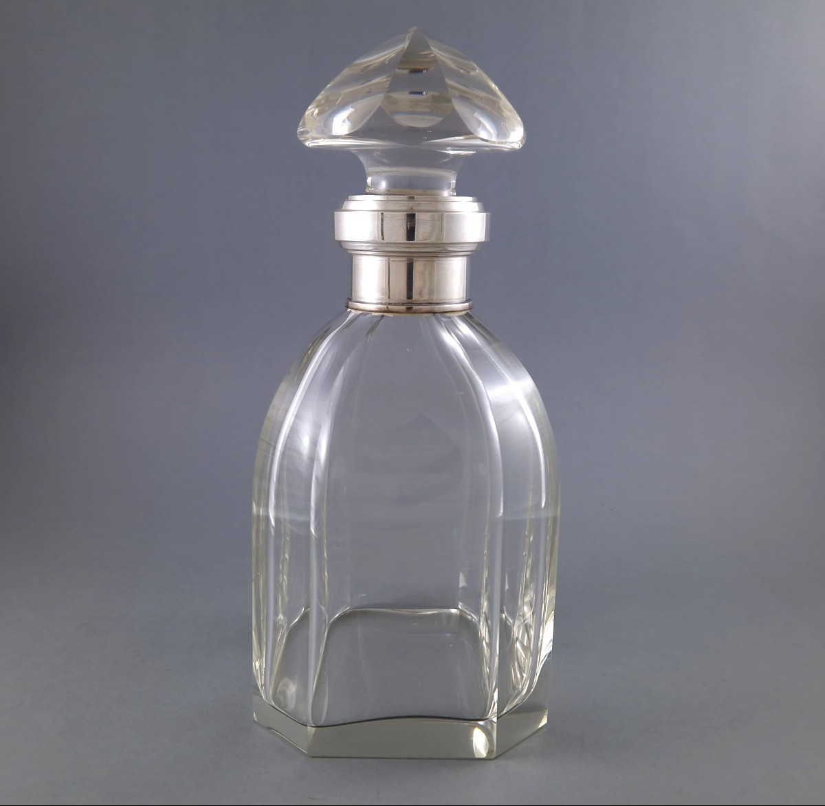 Art Deco Decanter In Crystal And Sterling Silver