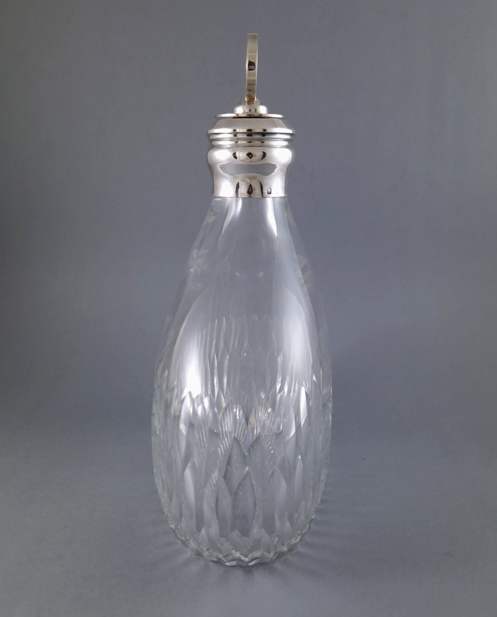 Carafe en verre et argent massif -photo-2