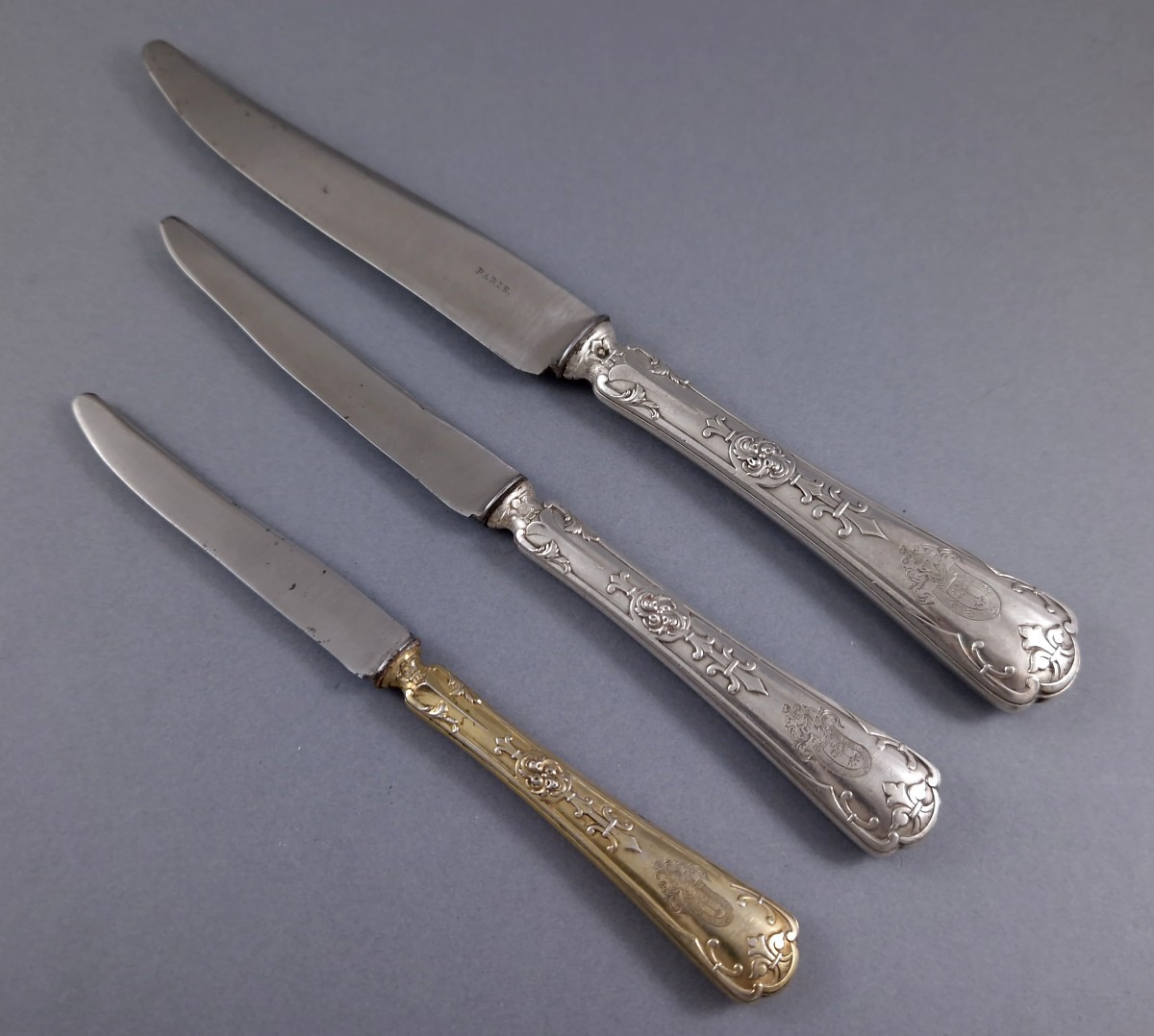 Puiforcat - 36 Knives In Sterling Silver And Gilt
