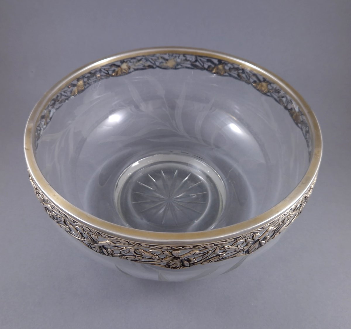 Henri Soufflot - Art Nouveau Crystal And Sterling Silver Bowl-photo-2