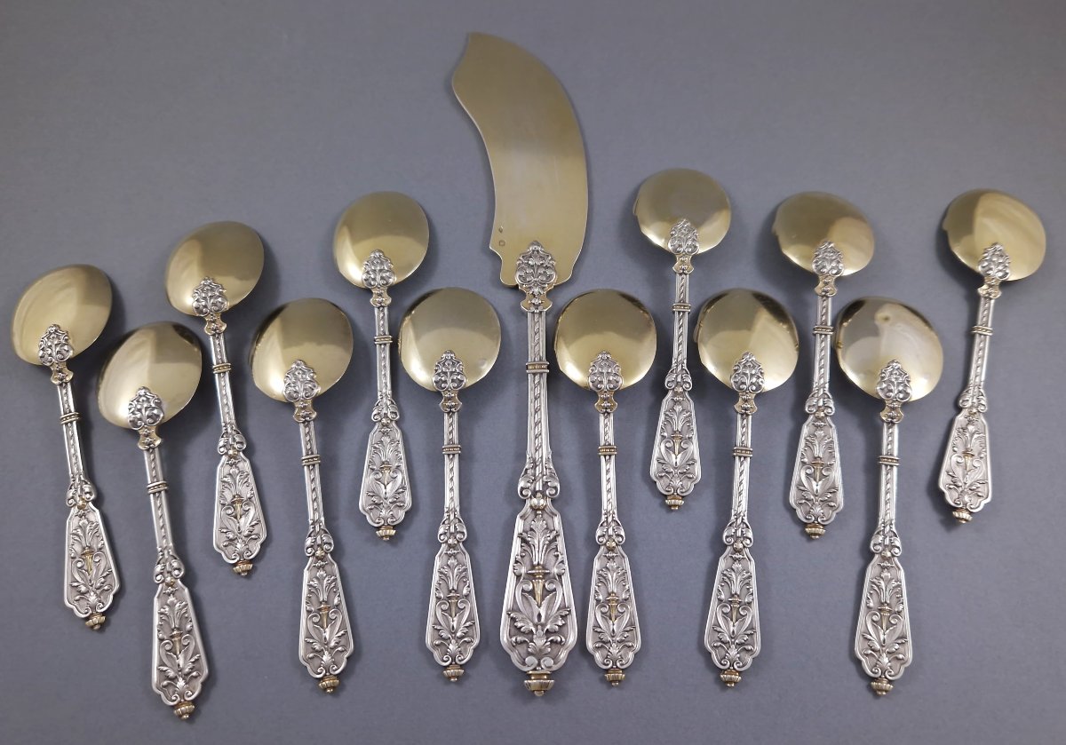 Puiforcat - Service à glace en argent massif et vermeil-photo-2