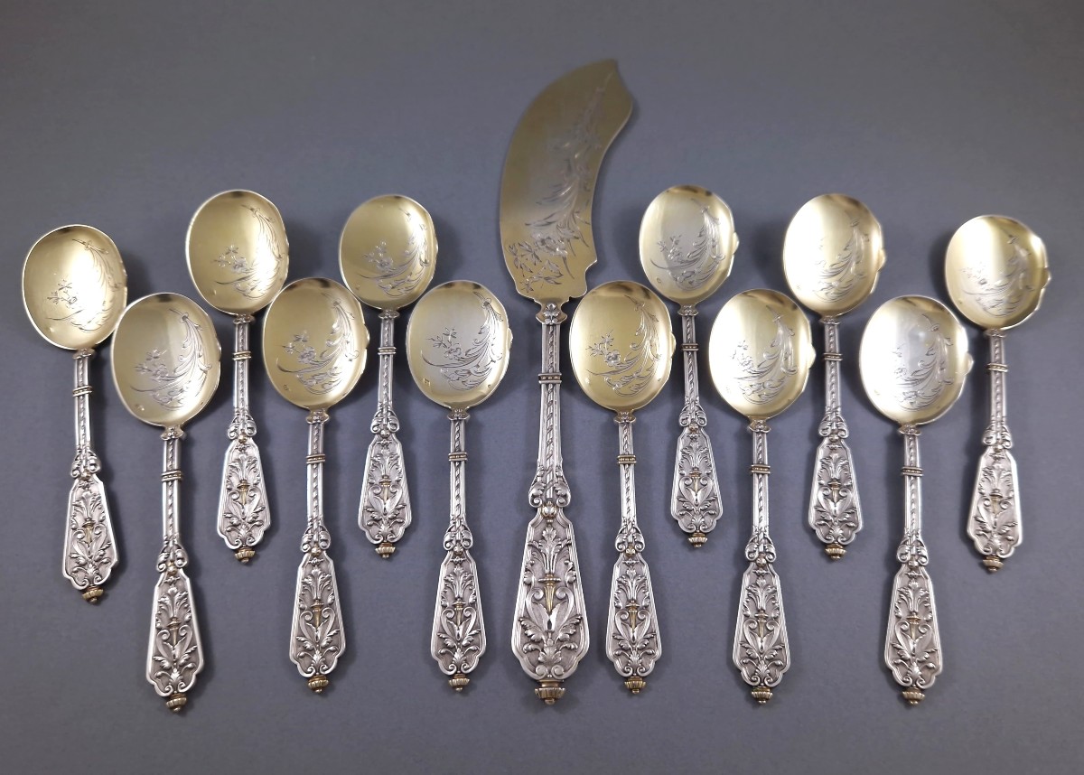 Puiforcat - Service à glace en argent massif et vermeil