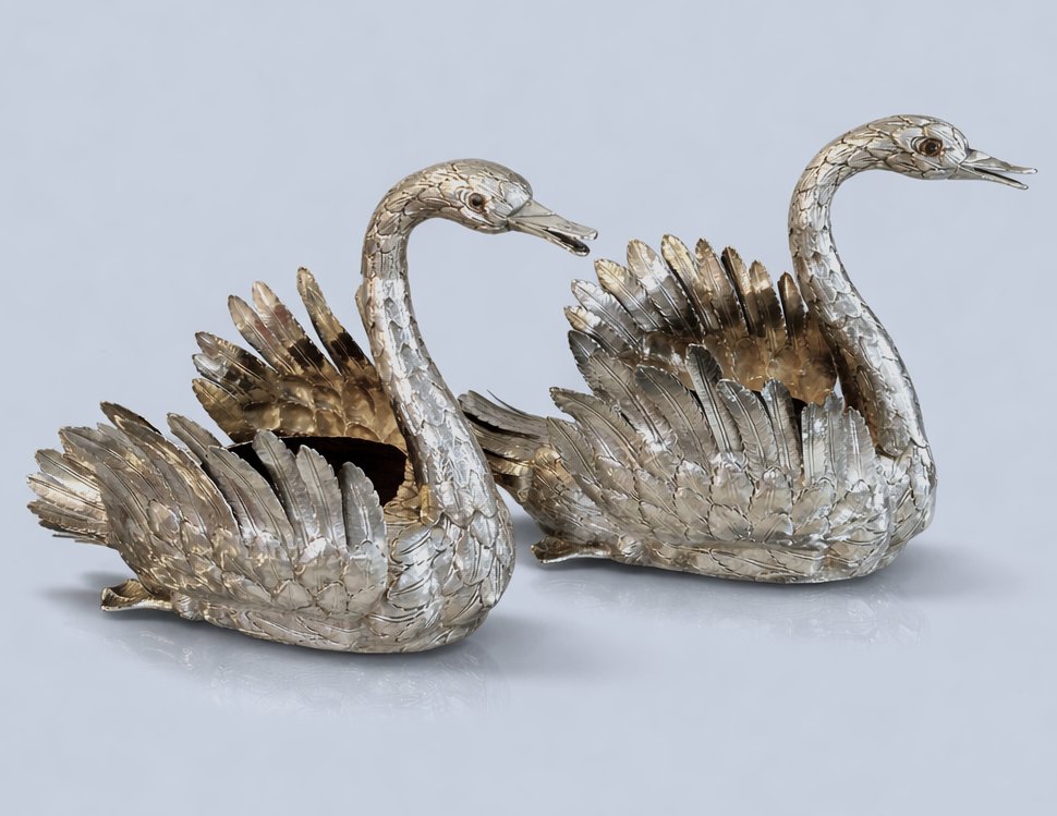 Luiz Ferreira - Pair Of Sterling Silver Swans-photo-2