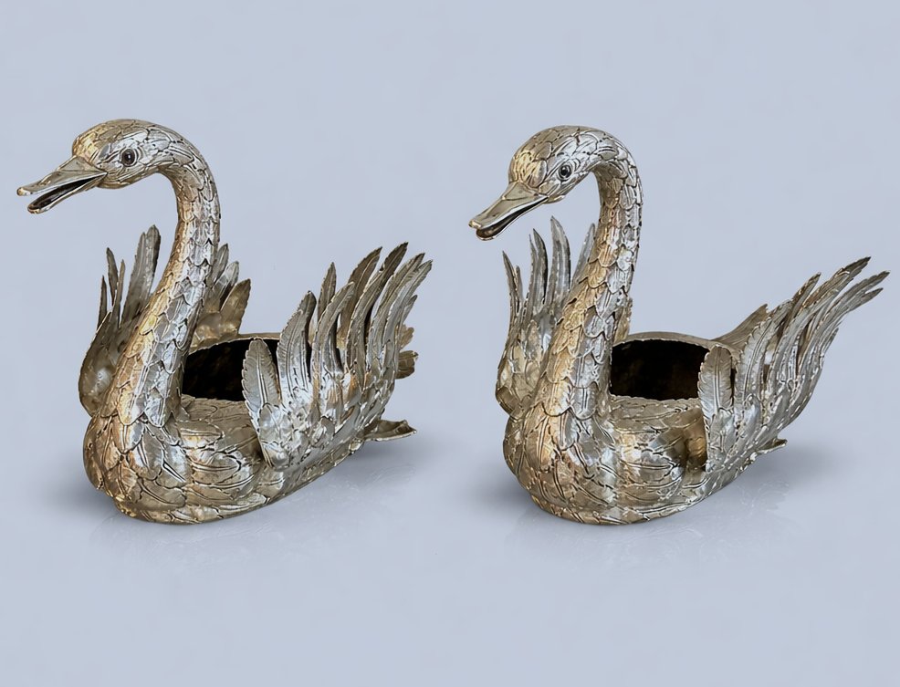 Luiz Ferreira - Pair Of Sterling Silver Swans-photo-3