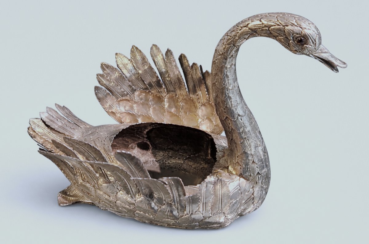 Luiz Ferreira - Pair Of Sterling Silver Swans-photo-4