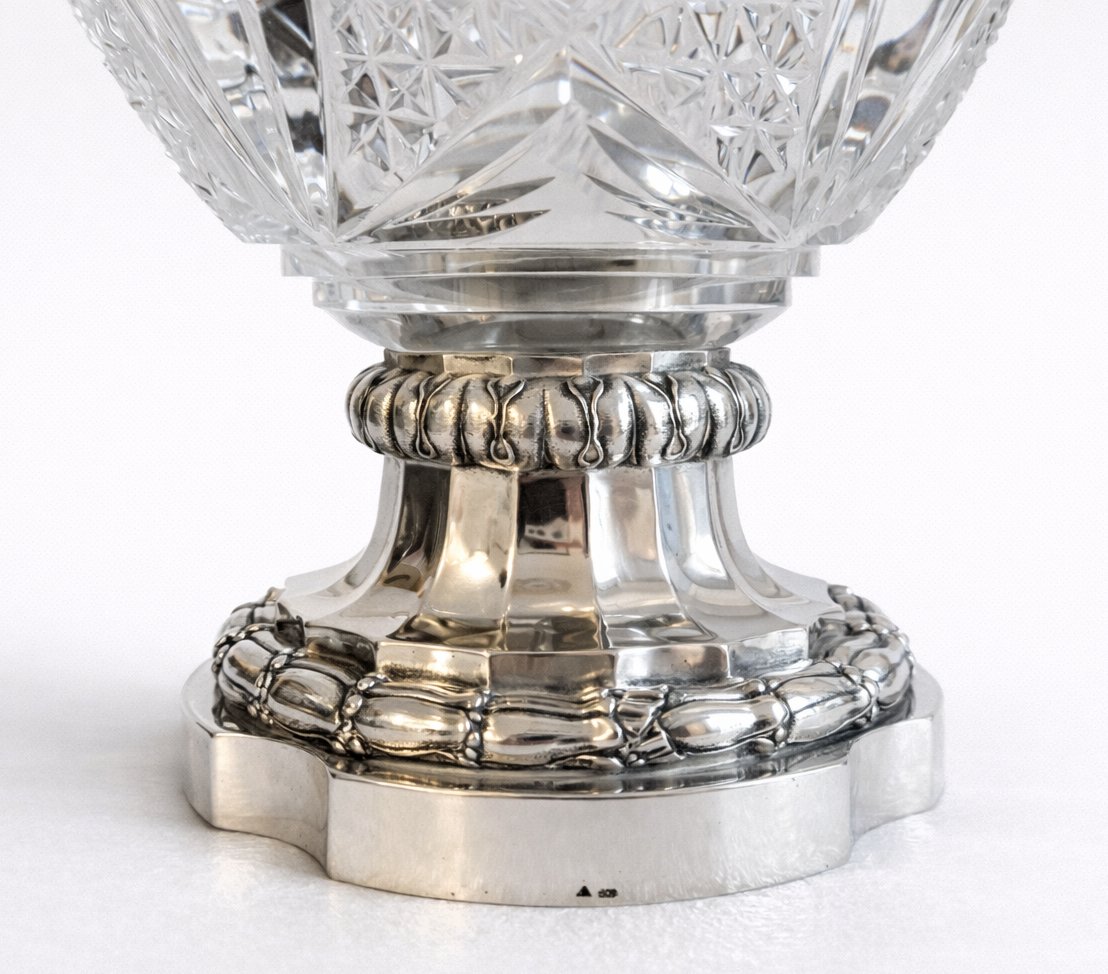 Wolfers - Très grand vase en cristal et argent massif-photo-3