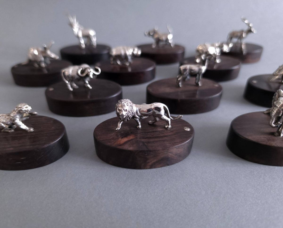 12 Sterling Silver And Ebony Place Card Holders -photo-3