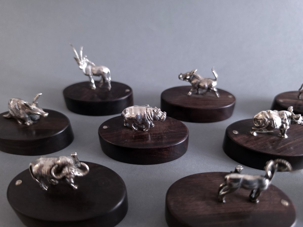 12 Sterling Silver And Ebony Place Card Holders -photo-4