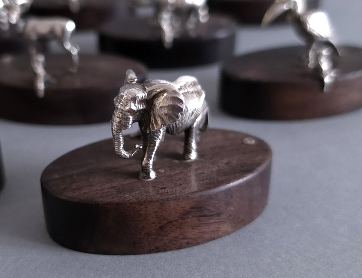 12 Sterling Silver And Ebony Place Card Holders -photo-3