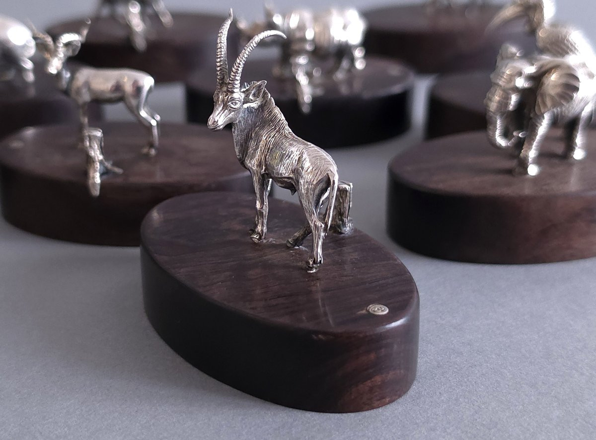 12 Sterling Silver And Ebony Place Card Holders -photo-5