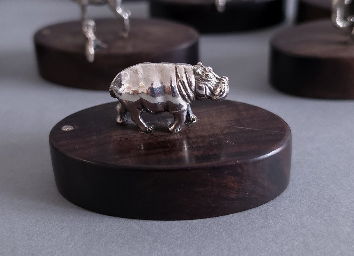 12 Sterling Silver And Ebony Place Card Holders -photo-6