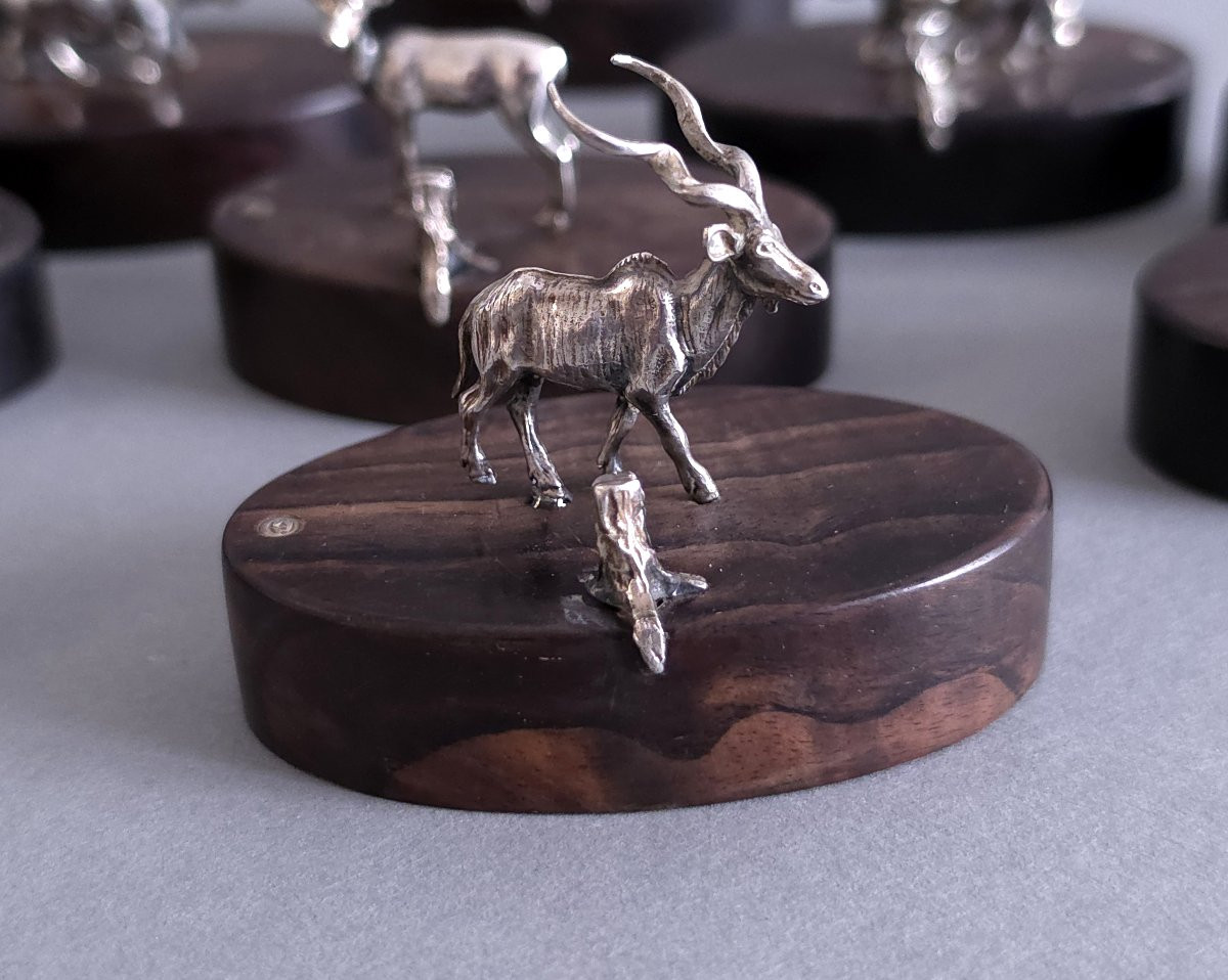 12 Sterling Silver And Ebony Place Card Holders -photo-7