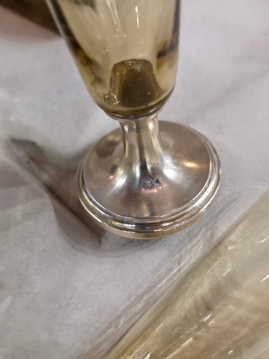 Service à alcool en verre et argent massif -photo-4