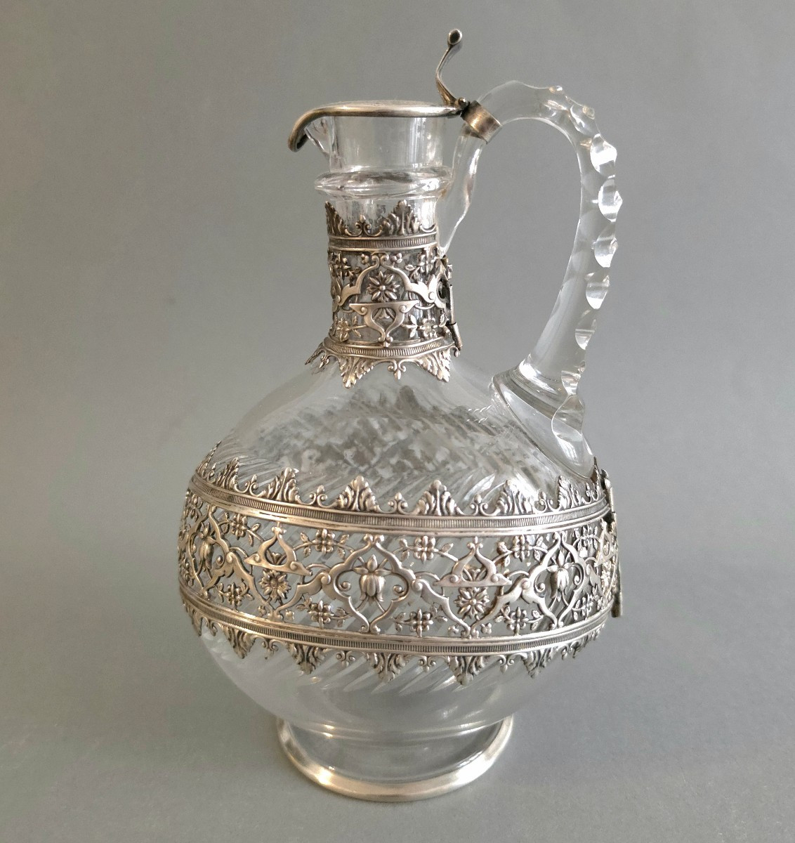 Crystal And Sterling Silver Ewer