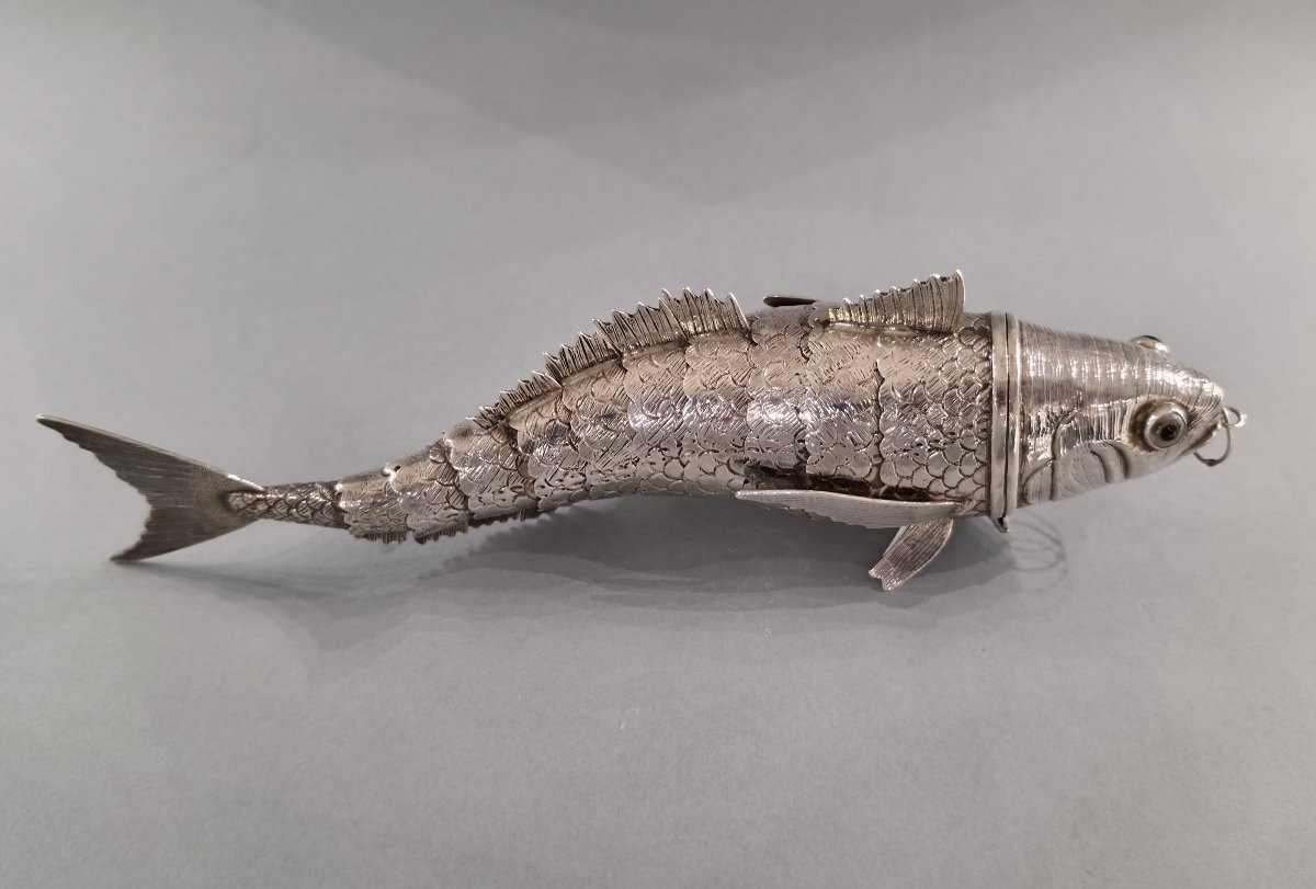 Poisson articulé formant boite en argent massif-photo-1