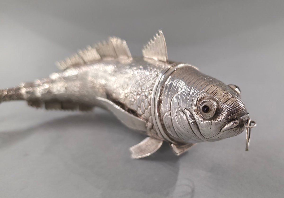 Poisson articulé formant boite en argent massif-photo-2