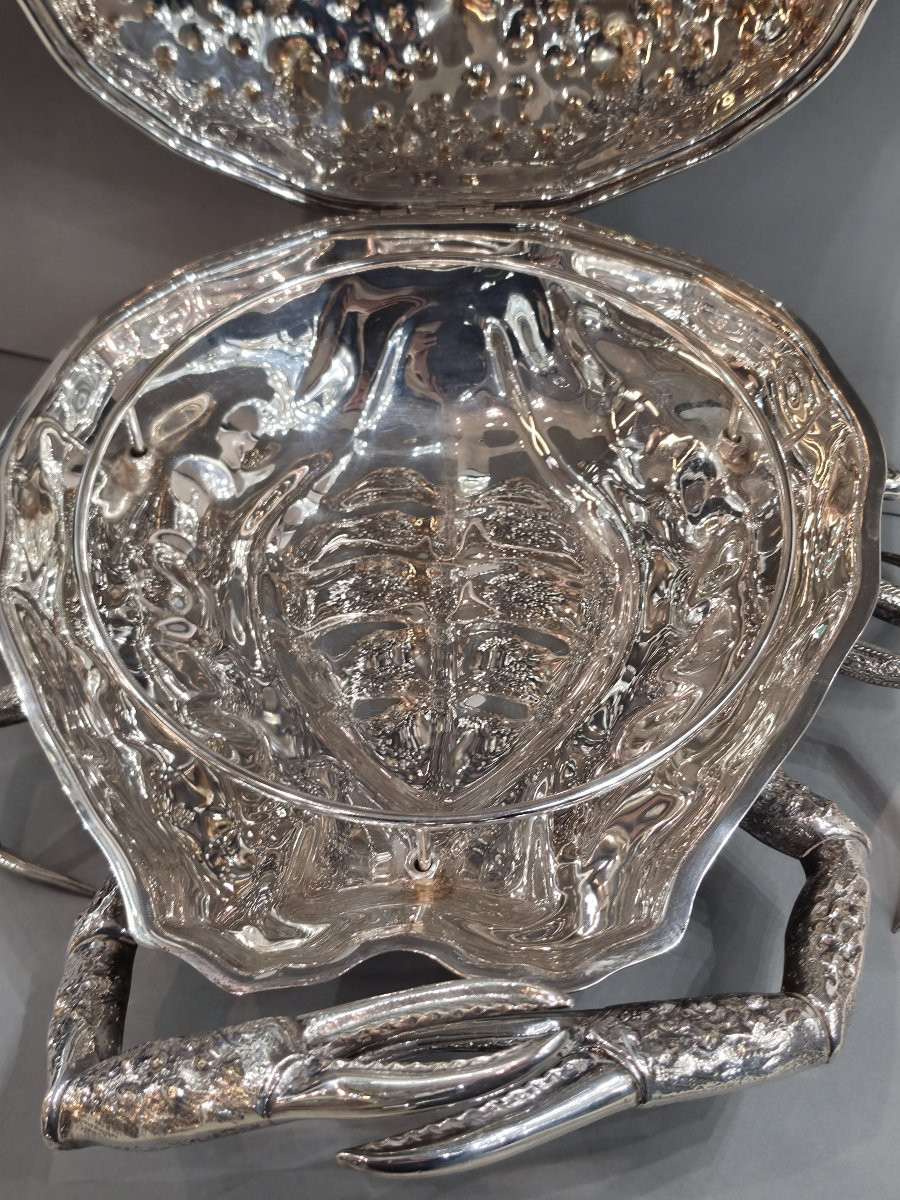 Coupe à hors d'œuvre en métal argenté -photo-3