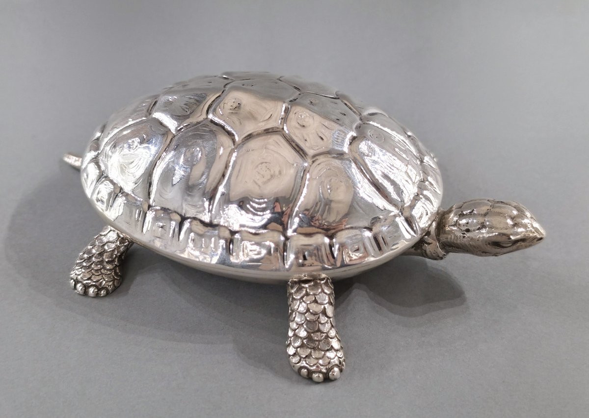 Boite tortue en argent massif-photo-2