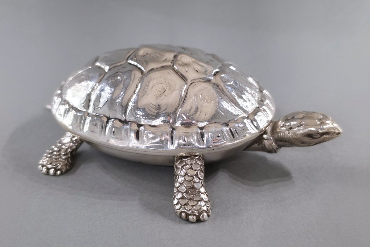 Boite tortue en argent massif-photo-3