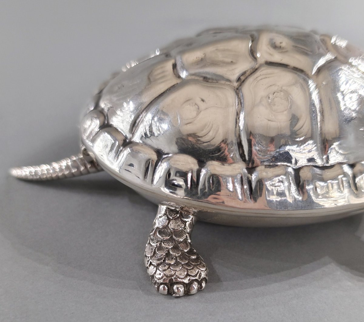 Boite tortue en argent massif-photo-2