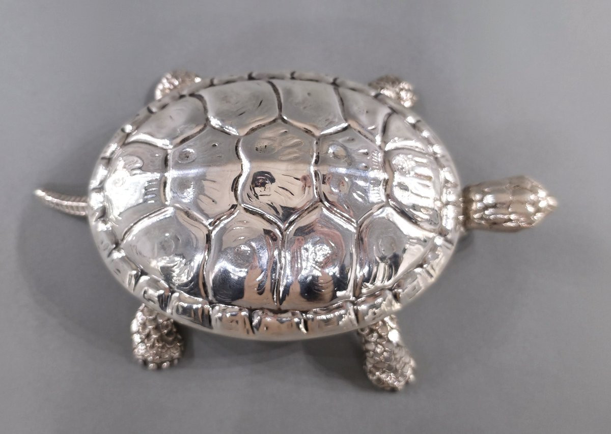 Boite tortue en argent massif-photo-3