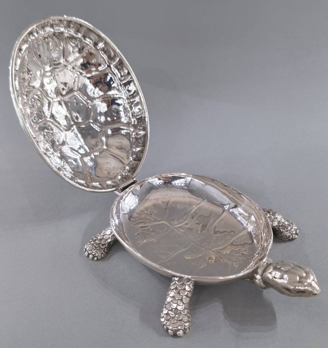 Boite tortue en argent massif-photo-4