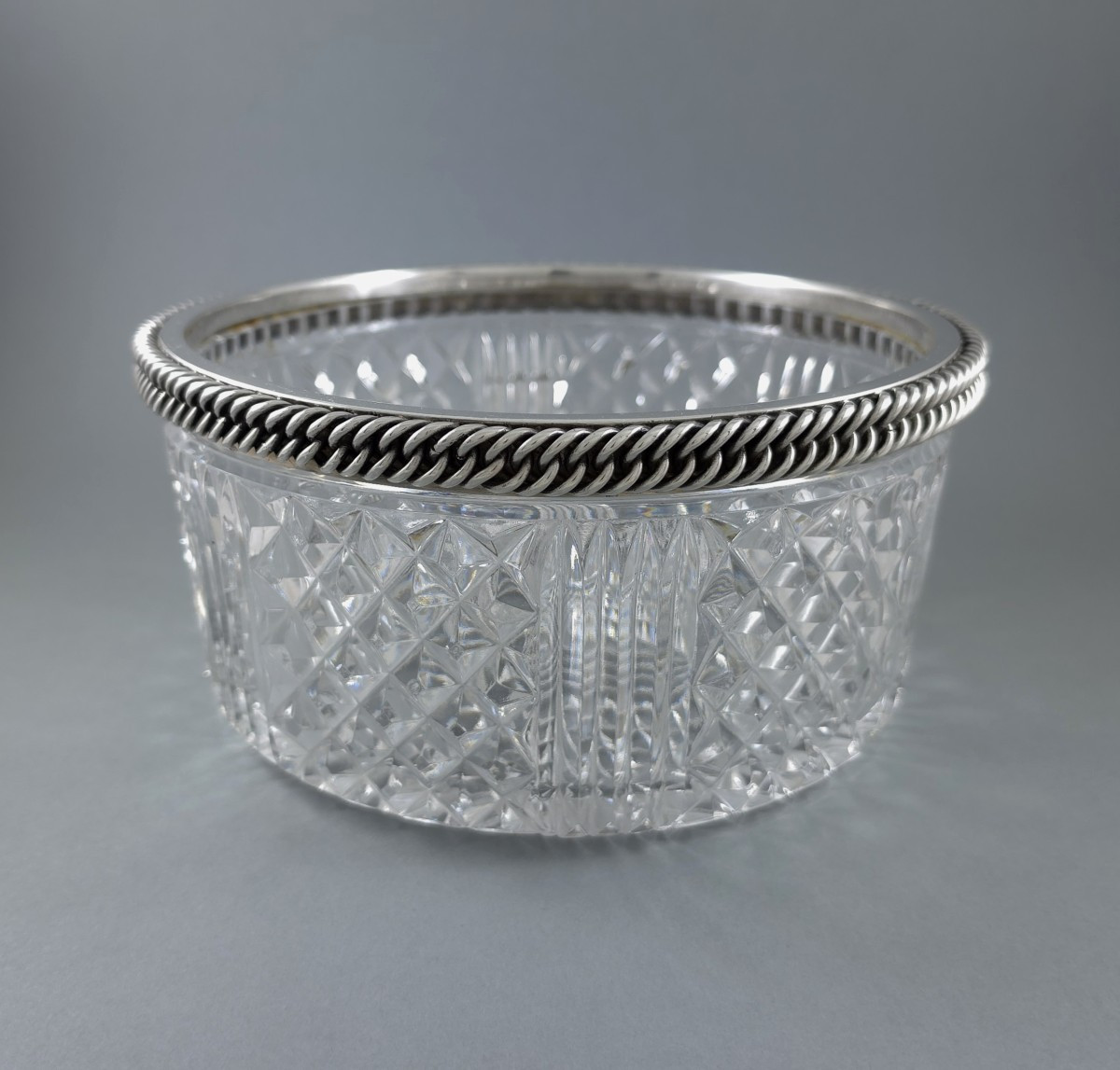 Glass And Sterling Silver Bowl
