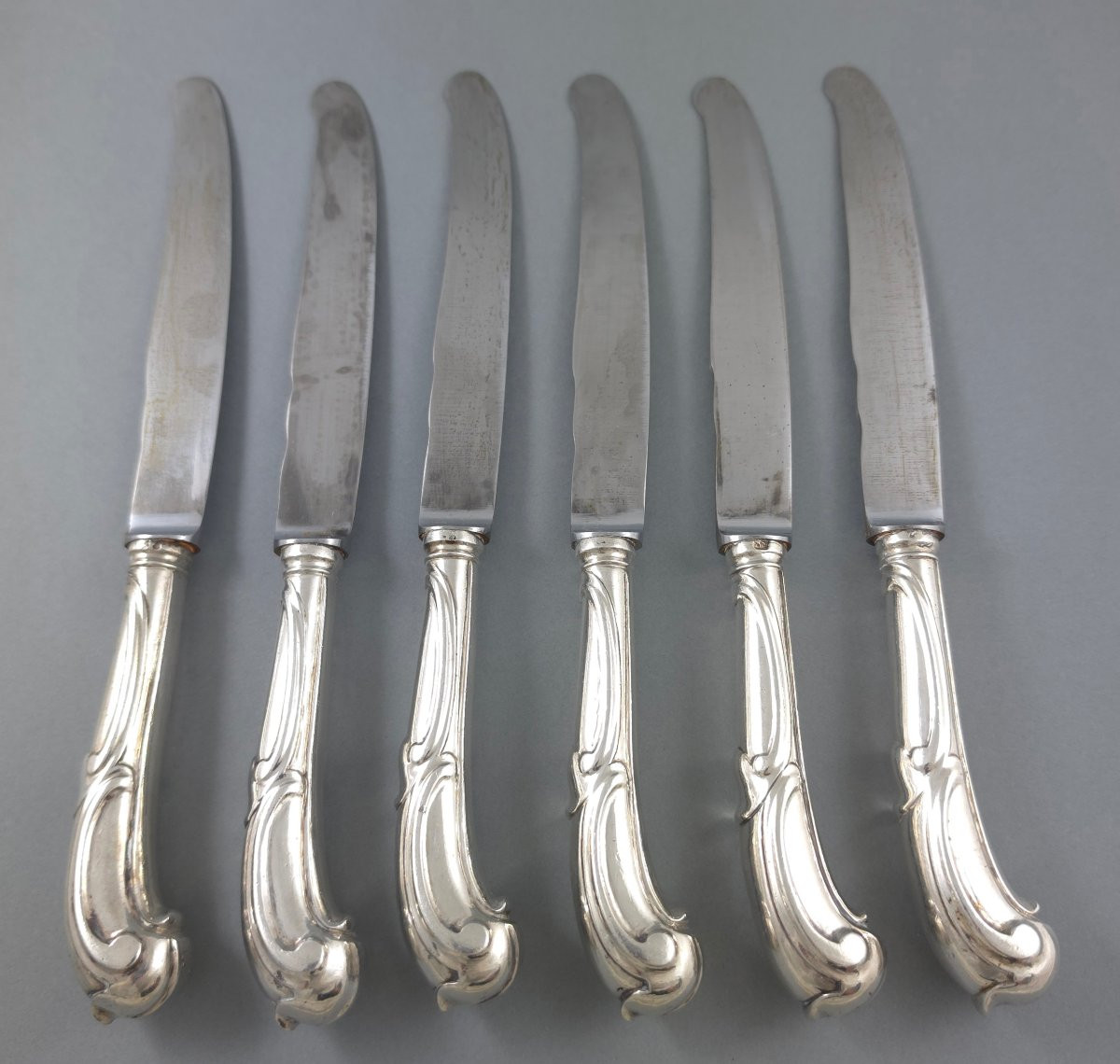 Belgium: 6 Sterling Silver Knives From The 18th Century-photo-3