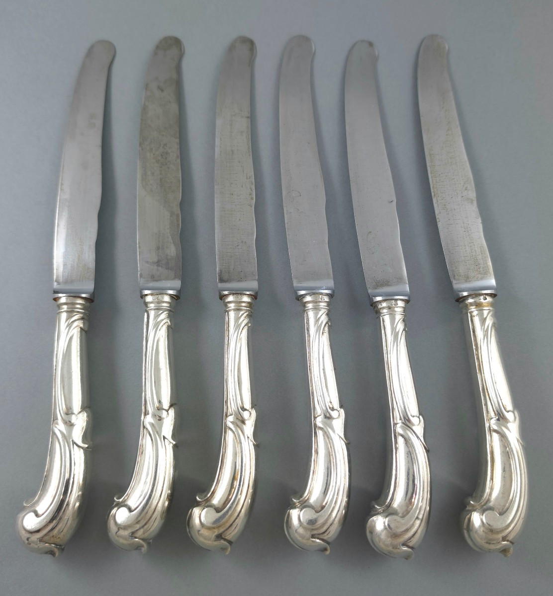 Belgium: 6 Sterling Silver Knives From The 18th Century