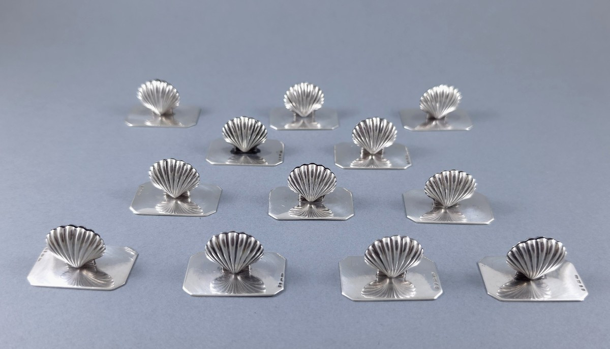 12 portes nom coquille en argent massif