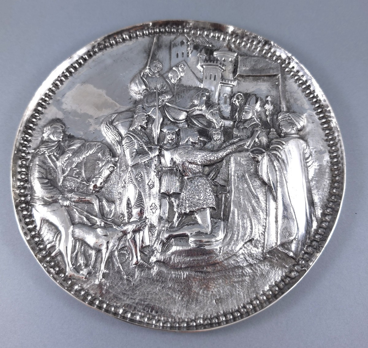 Medieval Scene In Repoussé Sterling Silver
