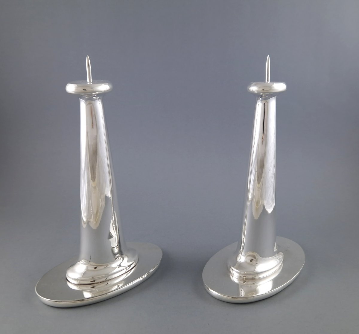 Paire de bougeoirs en argent massif-photo-2