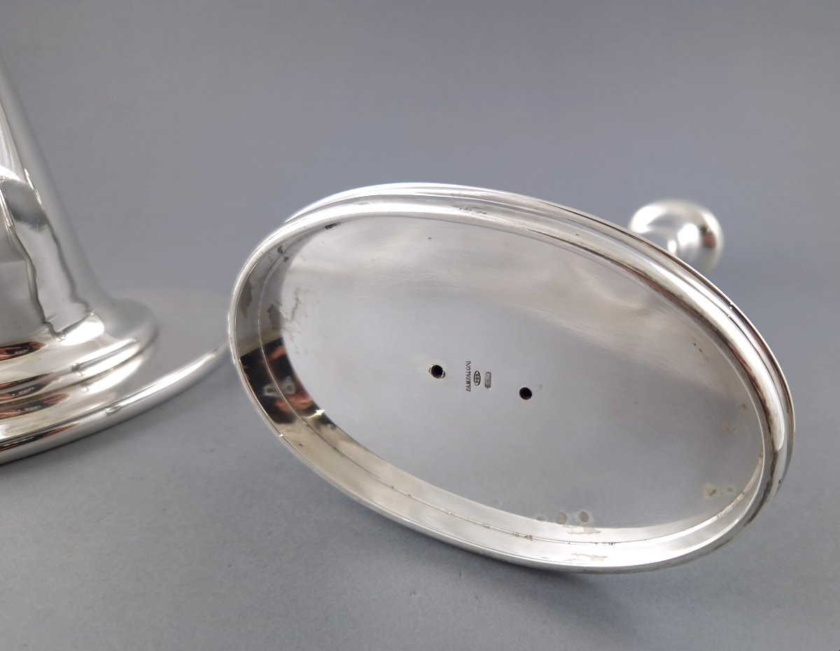 Paire de bougeoirs en argent massif-photo-1