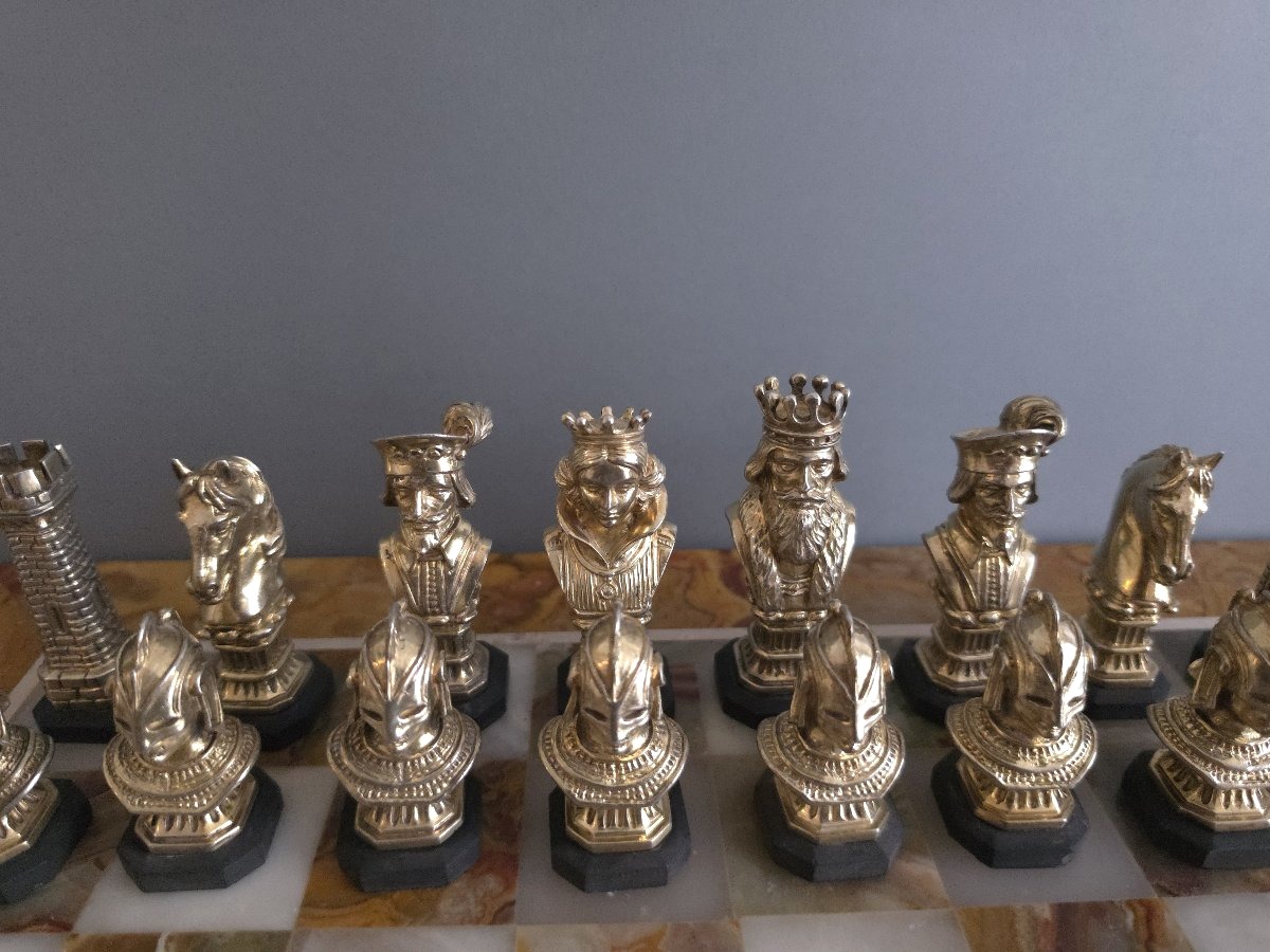 Chess Set In Sterling Silver, Gilt And Onyx-photo-6