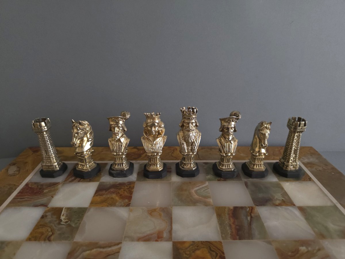 Chess Set In Sterling Silver, Gilt And Onyx-photo-7