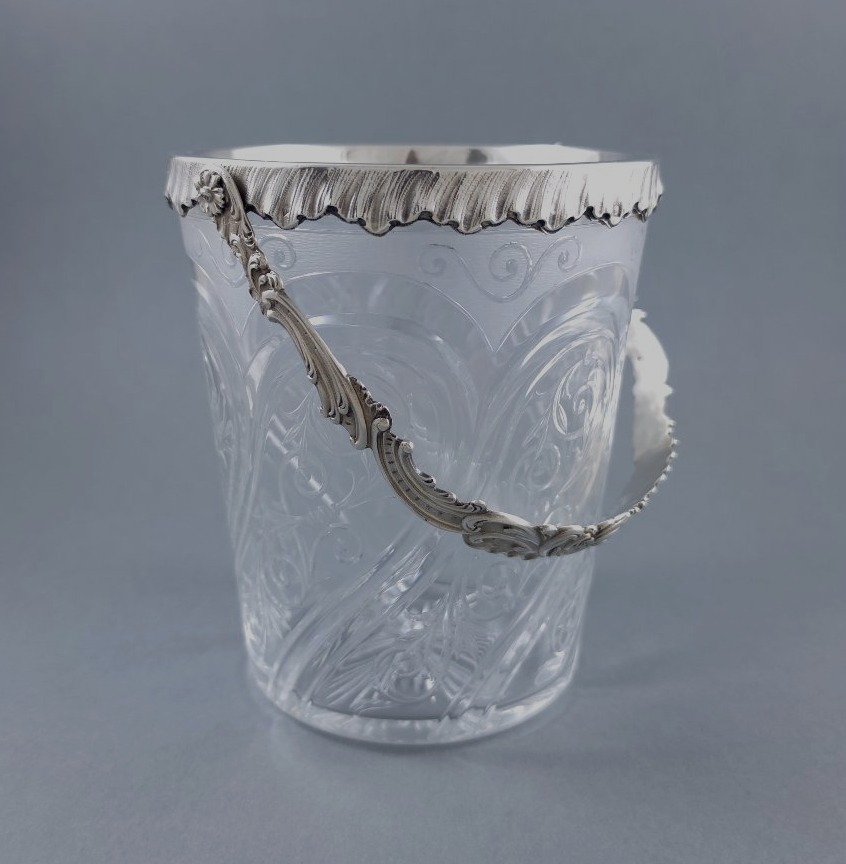 Seau à glaçons en cristal et argent massif
