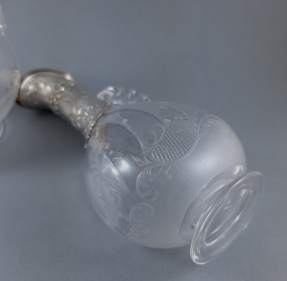 Pair Of Small Crystal And Sterling Silver Pitchers-photo-4