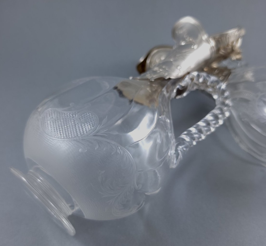 Pair Of Small Crystal And Sterling Silver Pitchers-photo-5