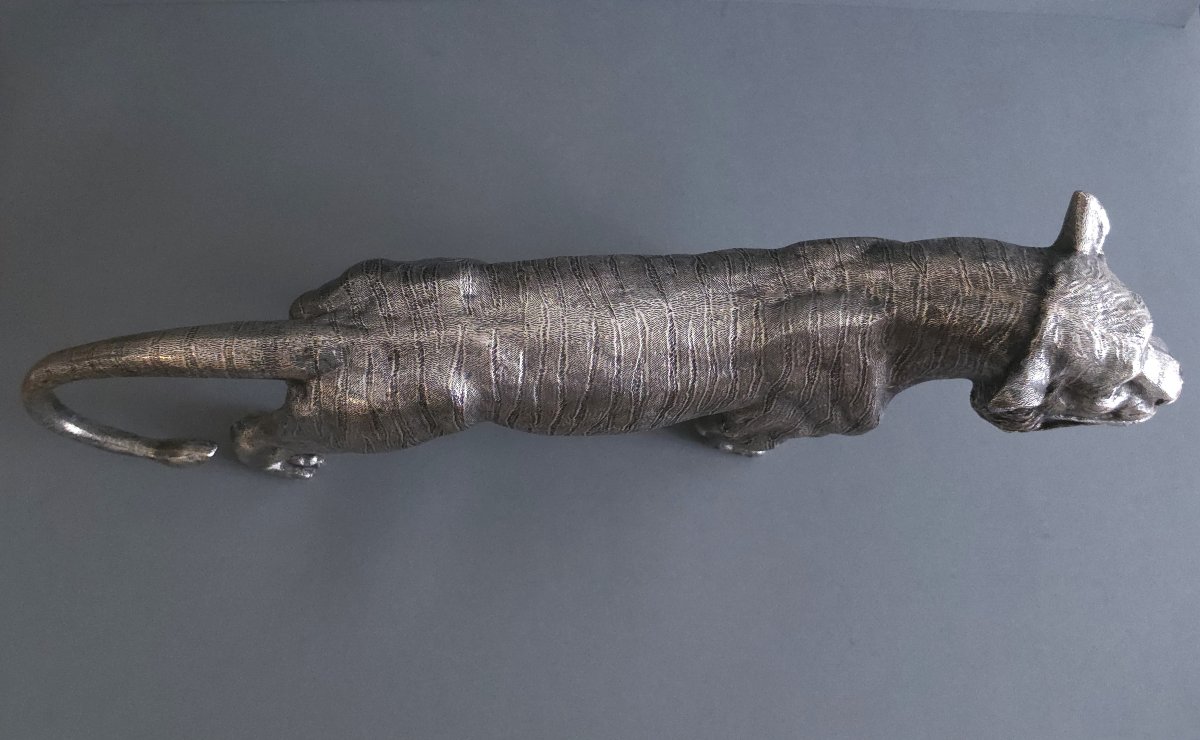 Sculpture tigre en argent massif-photo-2