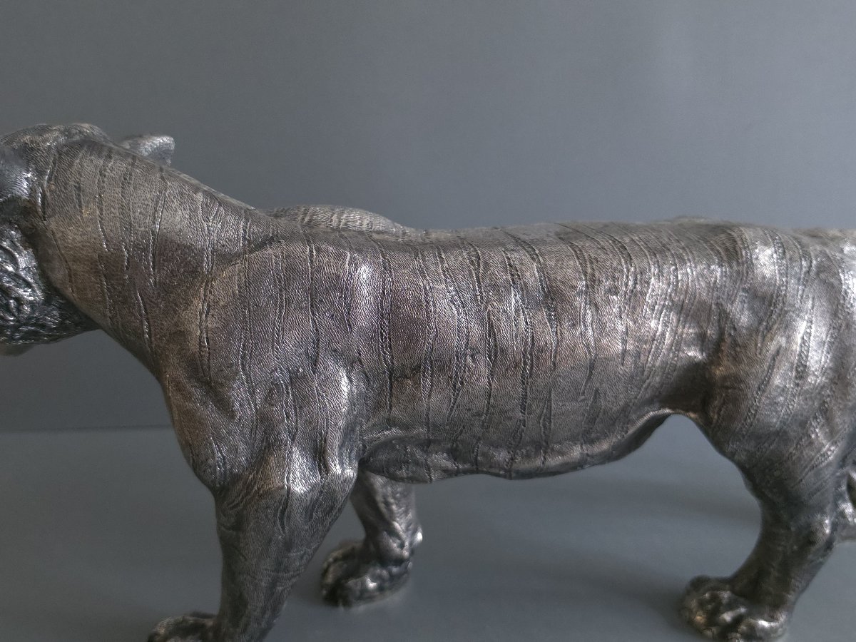 Sculpture tigre en argent massif-photo-5