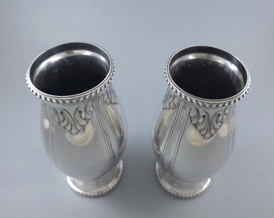 Odiot - Paire de vases en argent massif-photo-3