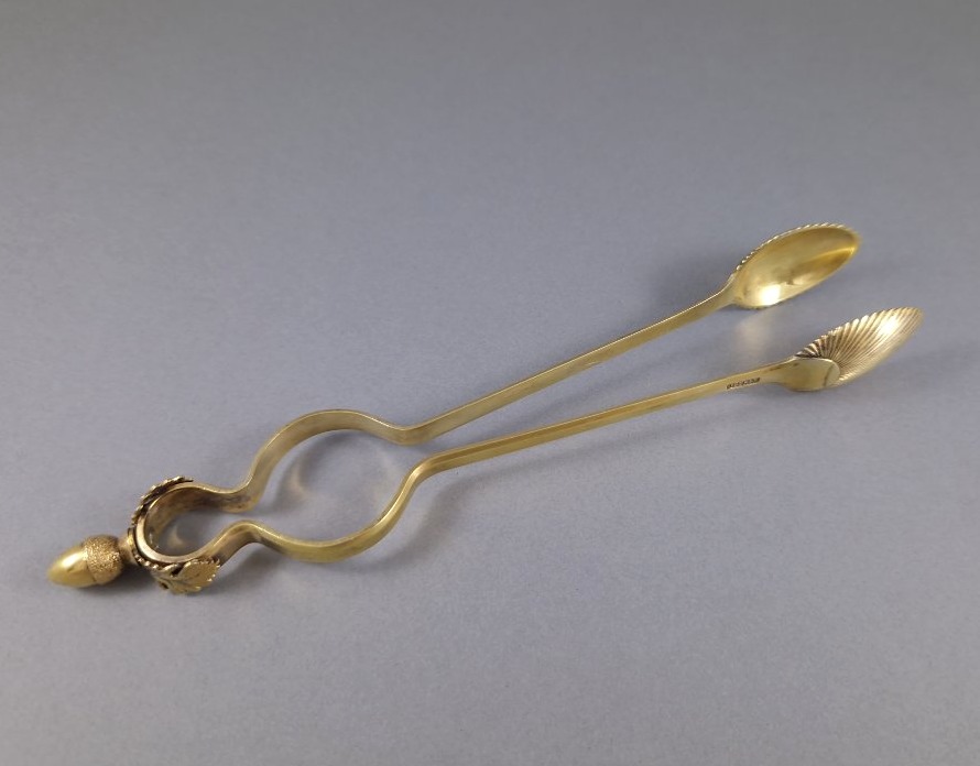 Sterling Silver Gilt Sugar Tongs-photo-2