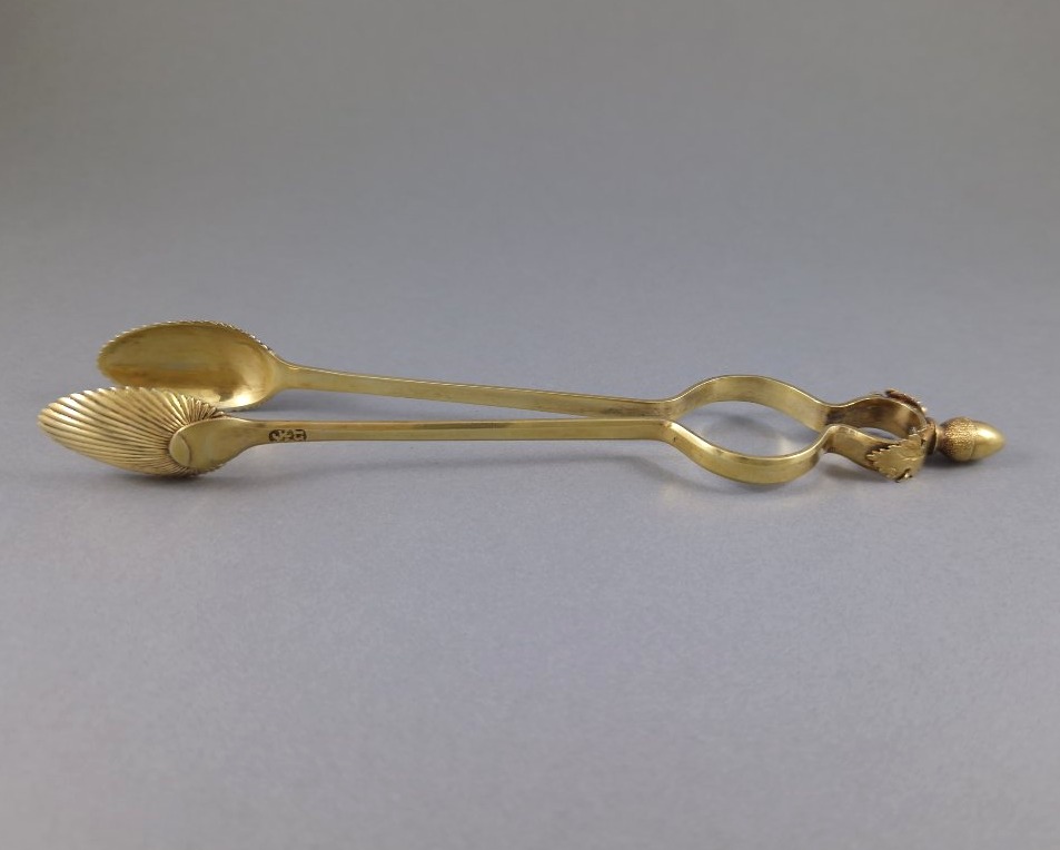 Sterling Silver Gilt Sugar Tongs-photo-3