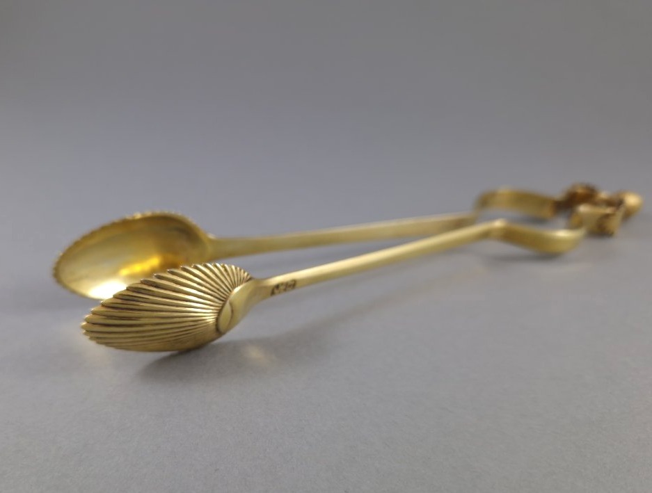 Sterling Silver Gilt Sugar Tongs-photo-1