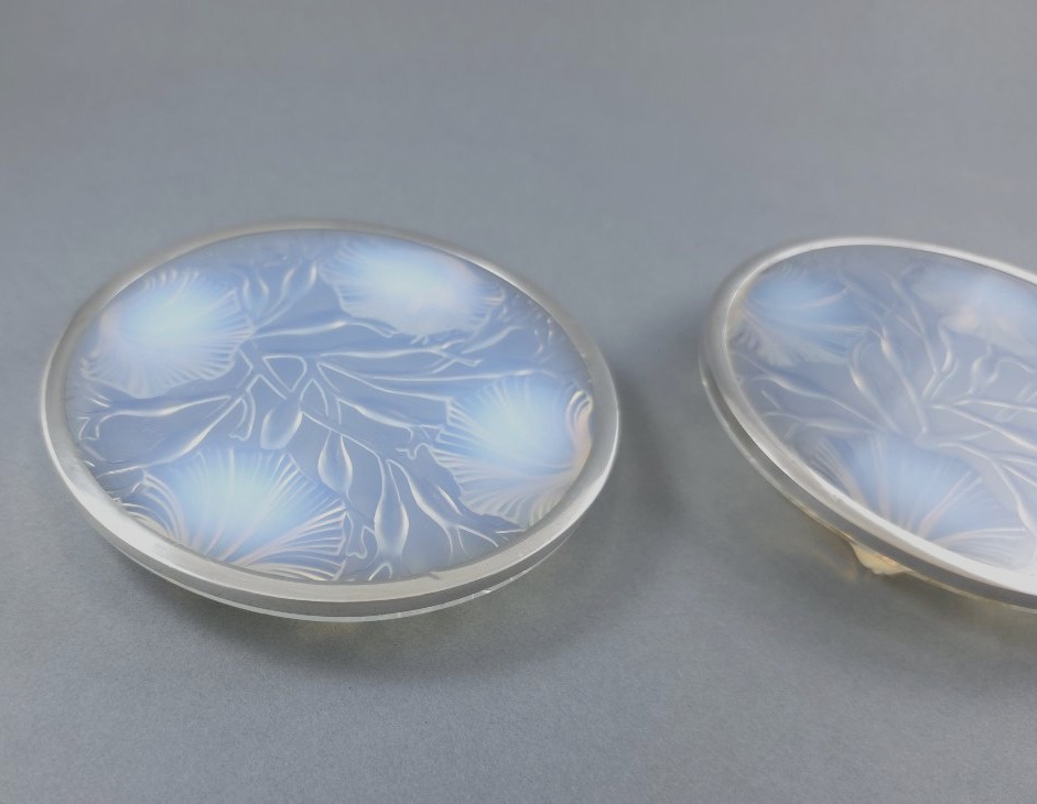 Pair Of Glass And Sterling Silver Bottle Coasters-photo-2
