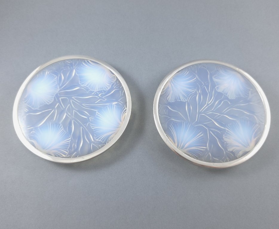 Pair Of Glass And Sterling Silver Bottle Coasters-photo-1